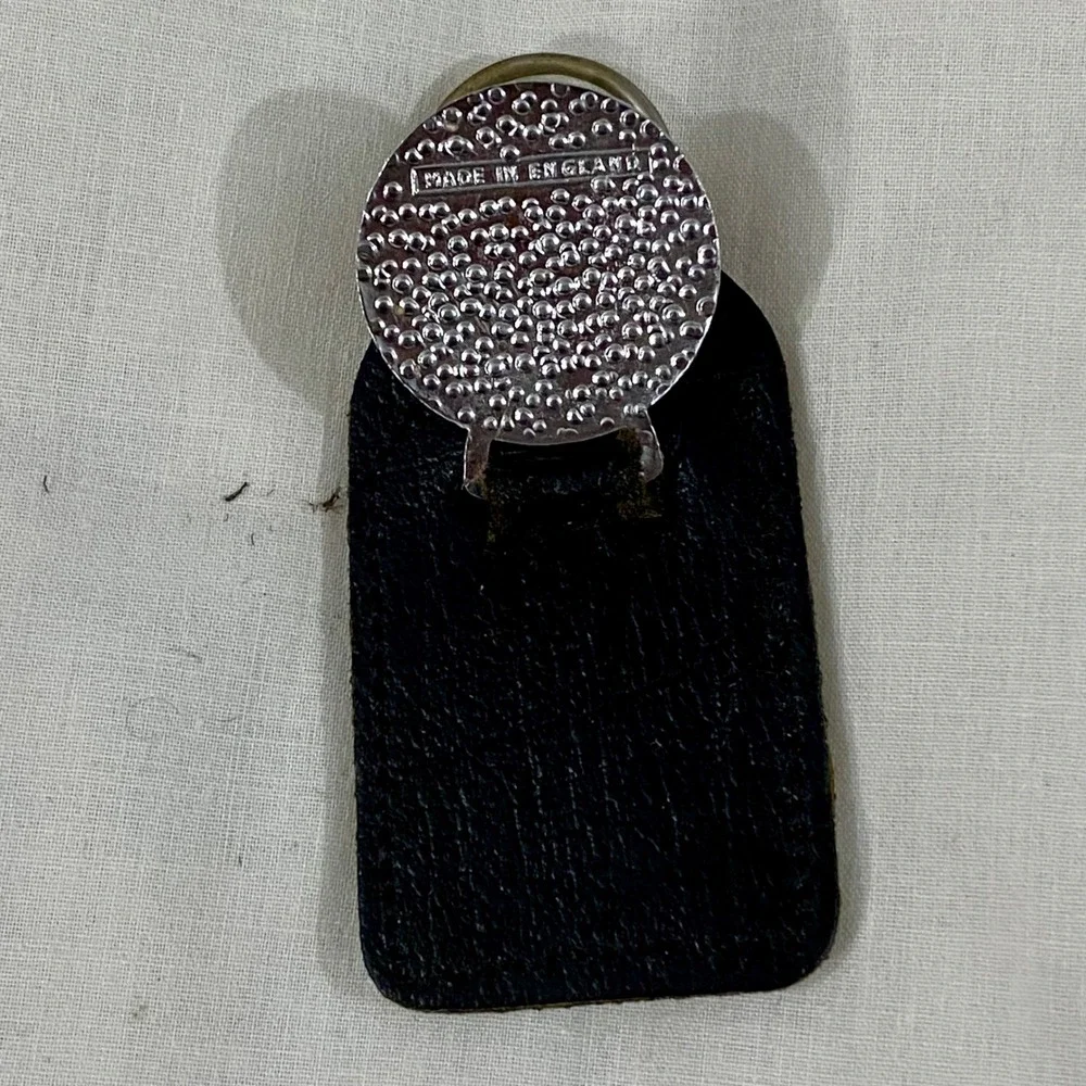Rolls Royce Vintage 70s Leather Key Fob Men OS Black Enamel Logo Made In England